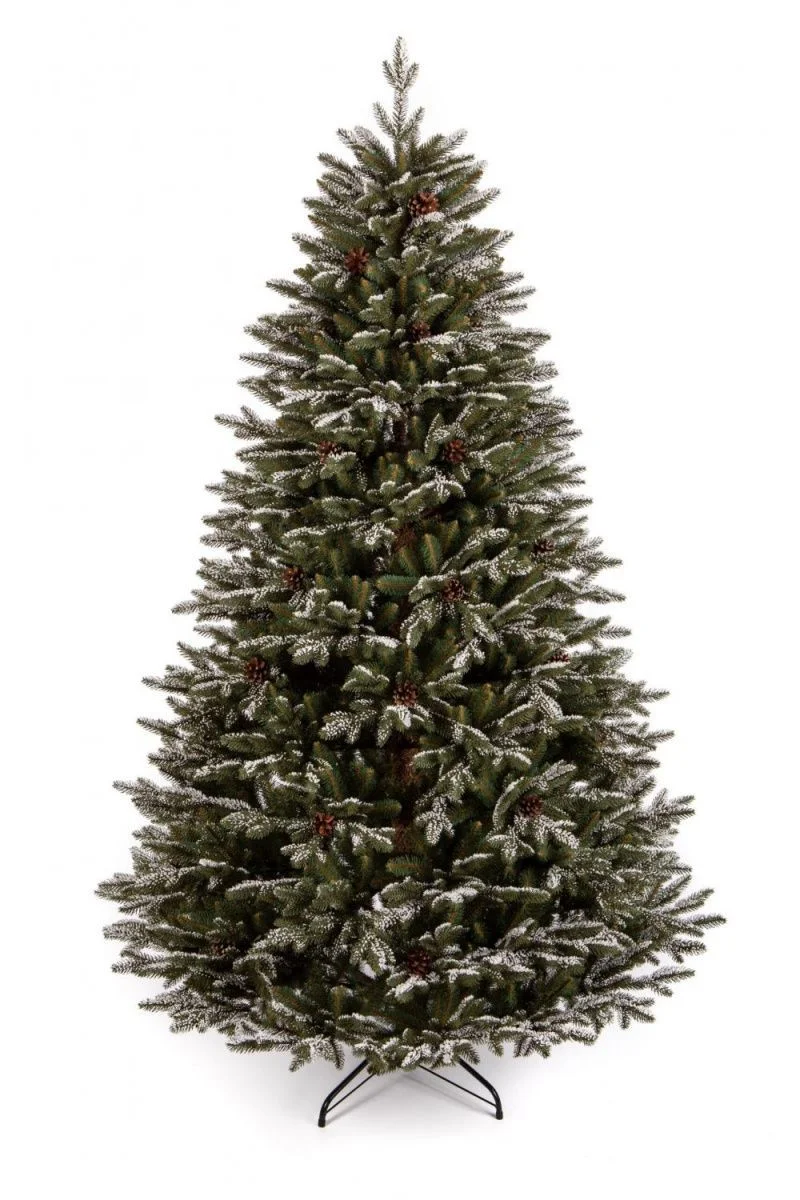 Ель искусственная Квебек заснеженная с шишками