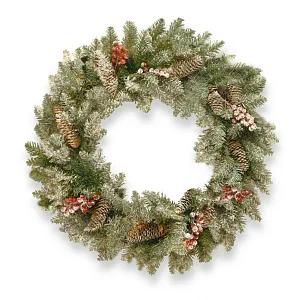 Венок рождественский Dunhill Fir Wreath Snow, Red Berries